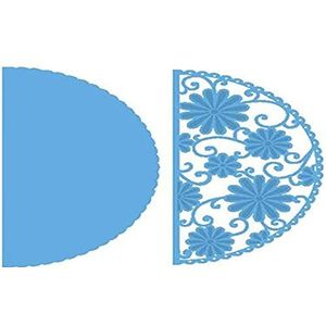 Marianne Ontwerp Creatable stempel- en stanssjabloon, Demi-cirkel van bloemen, voor ambachtelijke projecten, metaal, lichtblauw, 19,6 x 10,9 cm