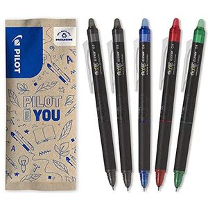 PILOT - FriXion Point Clicker 0,5 - Uittrekbare pen met warmtegevoelige inkt - 2 zwart, blauw, rood, groen - navulbare pen - fijne punt