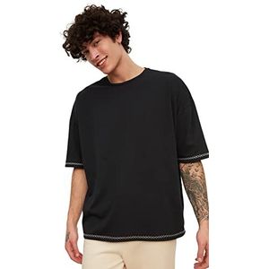 Trendyol Heren Black Male Oversize Bicycle Collar Short Sleeve NA T-shirt, M