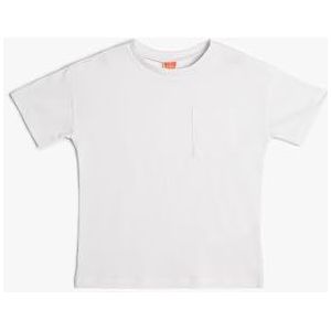 Koton Babyboys Basic Short Sleeve Pocket Detail Katoen T-shirt, Wit (000), 9-12 Maanden