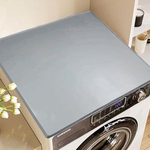 Wasmachine-onderlegger, antislip, 60 x 60 cm, grijs, universele wasmachine-bekleding, wasmachineafdekking, absorberend, sneldrogend