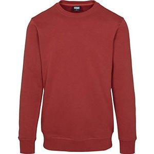 Urban Classics Heren sweatshirt Basic Terry Crew Pullover Sweater, Burned Red, S, Geborsteld red., L