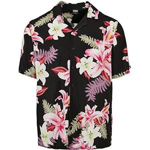 Urban Classics Herenshirt Viscose AOP Resort Shirt, casual overhemd voor mannen, met bloemenprint, verkrijgbaar in vele kleurvarianten, maten XS-5XL, Darkjungle, 3XL