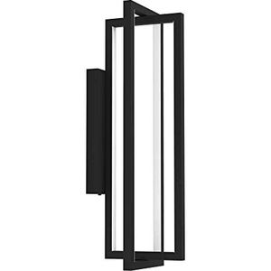 EGLO LED wandlamp Siberia, muurlamp dimbaar met afstandsbediening en timer, lamp wand binnen van zwart metaal, wandverlichting voor gang en woonkamer, wandspot warm-koud wit