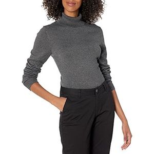 Amazon Essentials Women's Lichtgewicht coltrui met lange mouwen en klassieke pasvorm (verkrijgbaar in grote maten), Houtskoolzwart, XL