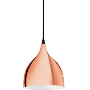 EGLO Hanglamp Coretto, 1 lichtpunt, modern, hanglamp van metaal in geborsteld koper, eettafellamp, woonkamerlamp hangend met E27-fitting, Ø 17 cm
