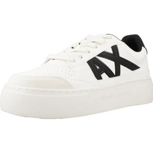 Armani Exchange Chunky Sole Sneakers voor dames, kleur contrast, gebroken wit + zwart, 39 EU, gebroken wit zwart, 39 EU