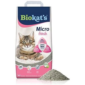 Biokat's Micro fresh kattenbakvulling met zomergeur - klonterstrooisel van bentoniet met extra fijne korrel voor hoog rendement - 1 zak (1 x 14 L)