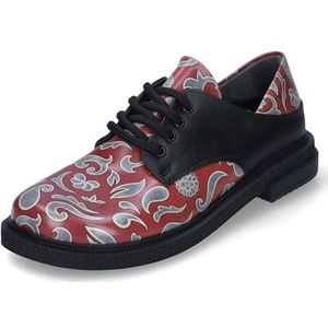 DOGO Dames veganistisch leer meerkleurig casual schoenen - rood abstract patroon, Meerkleurig, 39 EU