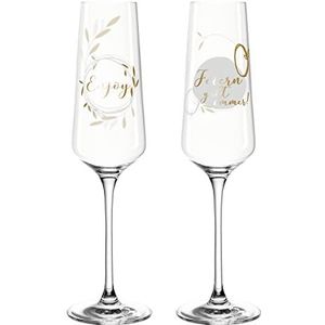Leonardo Presente champagneglazen, set van 2 Enjoy, vaatwasmachinebestendige Prosecco-glazen met getrokken steel, champagneglas geschenkset, 280 ml, 029178