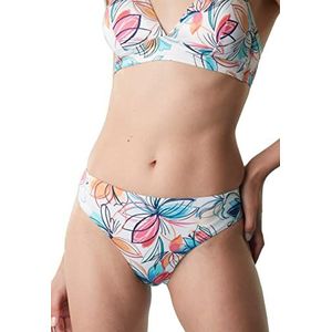LOVABLE Bedrukte Shiny Micro Onderdeel van de bikini, wit, bloemenprint, M voor dames