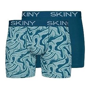 Skiny Herenbroek Long Leg 2-pack Cotton Multipack, Aquamarine Swirl Selection, M