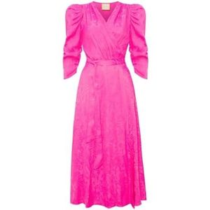 Swing Fashion Roze midi-jurk met omslag en Trinity-bloemenpatroon in reliëf, maat 42, roze, 42