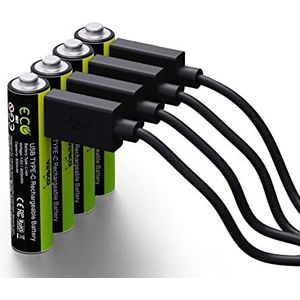 VERICO LoopEnergy oplaadbare USB-C batterij AAA 1,5V 900mWh (600mAh) Li-Ion, snel opladen via USB-C aansluiting in ca. 2 uur (4x AAA)