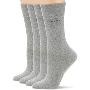 Camano Uniseks sokken voor dames en heren, zakelijke sokken, comfortabele tailleband, comfortabel, duurzaam, zacht katoen, met versterkte hiel en tenen, verpakking van 4 stuks, grijs (grey 0010),