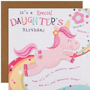 Hallmark Verjaardagskaart voor dochter - schattige springende eenhoorn en regenboog ontwerp