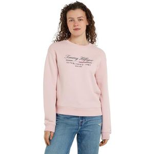 Tommy Hilfiger Dames MDRN REG SCRIPT C-NK SWTSHRT WW0WW43574, Pullover Sweatshirt, Roze, L, Roze (delicaat roze), L