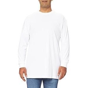 Urban Classics Heren T-shirt van katoen Tall Tee L/S, oversized sweatshirt met lange mouwen voor mannen in 3 kleuren, maten M - 6XL, wit, XL