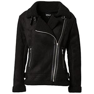 ONLY Dames Onldiana Bonded Aviator Jacket Cc OTW jas, Zwart/Detail: zwarte teddy, S