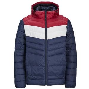 JACK & JONES Jjesprint Puffer Hood Noos bufferjas voor heren, Navy Blazer/Detail: wit/True Red Blocking, XL