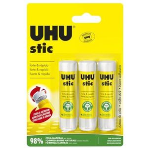 UHU Stic Lijmsticks zonder oplosmiddelen, 8,2 g, 3 stuks, wit