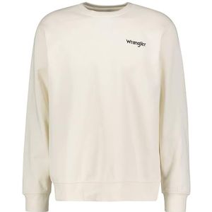 Wrangler Heren Graphic Crew Sweatshirts, Worn White, Small