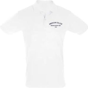AMERICAN COLLEGE USA Uniseks poloshirt voor jongens en meisjes, wit, 14 Jaar