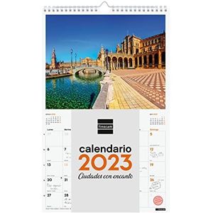 Finocam - Kalender 2023 spiraal wandafbeeldingen om te schrijven januari 2023 - december 2023 (12 maanden) steden Spaans