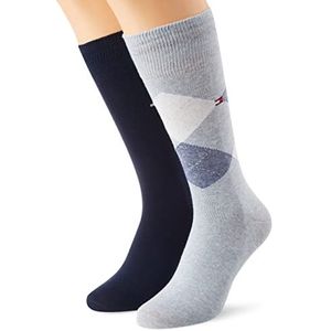 Tommy Hilfiger mens Check Classic Sock, blauw, 39-42 (pak van 2)