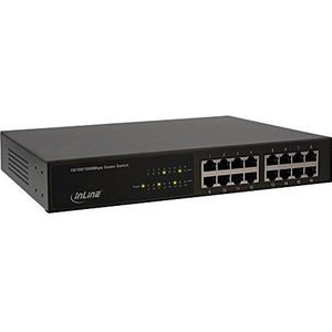 InLine 32311I Gigabit Netwerkkabel, 16-poort, 1 GBit/s, 27,94 cm (11""), metaal, zonder ventilator, met 19"" hoeken