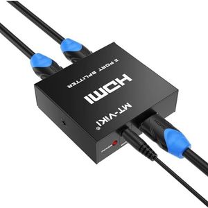MT-VIKI HDMI Splitter 1 in 2 Out Gelijktijdige 4K HDMI Splitter 2 Monitoren Spiegel HDMI Splitter 1 in 2 Out Ondersteunt 4K HD Monitoren HDCP1.4 met DC Stroomvoorziening 30m Lange Afstand Transmissie