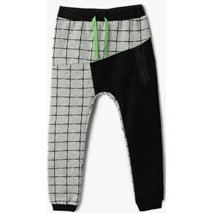 Koton Joggingbroek voor baby's, jongens, geruit, kleur contrast, trekkoord, antraciet (045), 12-18 Maanden