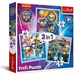 Trefl - PAW Patrol: The Mighty Movie, Kracht van Mighty Pups - Puzzel 3-in-1, van 20 tot 50 stukjes - Kleurrijke puzzel met de helden van de cartoon, Ontspanning voor kinderen vanaf 3 jaar