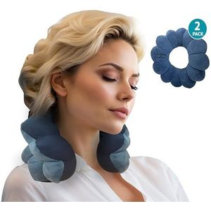 Total Pillow Donutkussen voor vliegtuig en reizen, neksteunkussen, microparel comfortabel kussen voor nek, hoofd, rug, lenden- en bekkenondersteuning, draait naar vele posities, 2 stuks, blauw