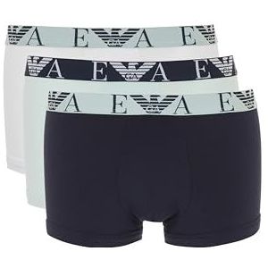 Emporio Armani Heren 3-Pack Trunk, Wit/Marine/Mint, XL, Wit/Marine/Mint, XL