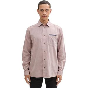 TOM TAILOR heren overhemd, 36000 - Burgundy Zigzag Structuur, XXL