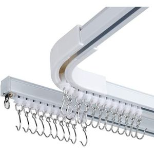 Kamerverdeler Plafondrailset voor gordijnen met haken, hoekconnectoren (set van 2) en bovenbeugels Gordijnrailsysteem (3,7-5,5 m railset)
