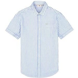 R41295_Heren Shirt ss, Stripe Blue., L