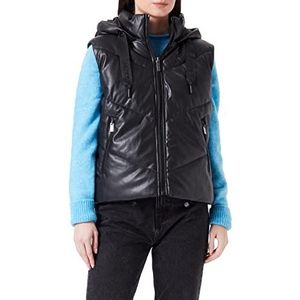 Mexx Dames PU Hooded Bodywarmer Jacket, Zwart, XXL