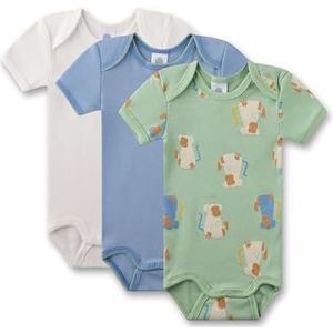 Sanetta Body korte mouwen (verpakking van 3) groen | Hoogwaardige en duurzame body voor jongens van biologisch katoen. Inhoud: 3-delige set babybody, groen, 62