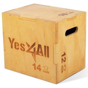 Yes4All Springtrainers Plyx Houten Plyo Box Houten Plyo Box voor Oefening CrossFit Training MMA Plyometrische Agility 3, A. Wood Basic, 40,6 x 35,6 x 30,5 cm