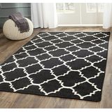 Safavieh - Dhurrie - Vloerkleed - Zwart/Ivoor - 91 x 152 cm