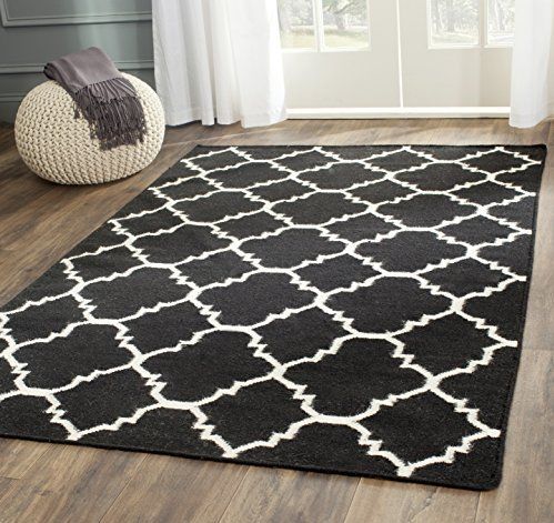 Safavieh - Dhurrie - Vloerkleed - Zwart/Ivoor - 91 x 152 cm