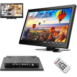 Podofo Mini LCD-Monitor 10,1 Inch - Draagbaar Voor Computer/Bewaking/Achtercamera - HDMI/VGA/AVI/BNC/USB-Ingang - Gaming - DC 9-30 V