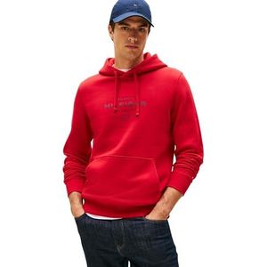 TOMMY HILFIGER - Sweatshirt - Rood/Zwart - Capuchon - Losse Pasvorm