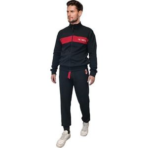 hermet A.C.Milan, pyjama, huispak van opgeruwd sweatshirt, sweatshirt met ritssluiting, broek, rood zwart, volwassenen, jongens, winter, maat S, officieel product