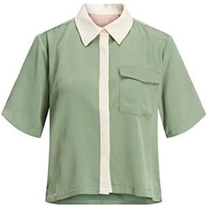 JACK & JONES Dames Jjxx Jxlark Satin Ss Shirt Sn hemdblouse, Loden Frost/Detail: contrast placket, XS