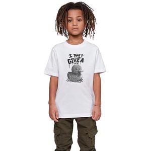 Mister Tee Kinderen T-shirt Kids I Don't Give A Tee, print T-shirt voor jongens, katoen, maten 110/116-158/164, wit, 158