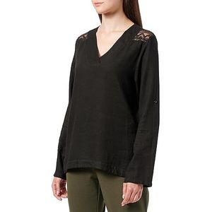 Sidona Dames blouse shirt met kant 10130399, zwart, XL, zwart, XL