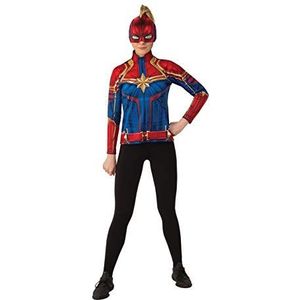 Rubie's Officiële Captain Marvel Hero Kit, Volwassen Dames Top en Hoofddeksel, Maat Large